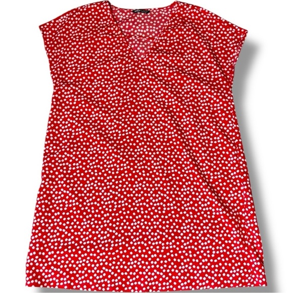 Shein Vibrant Red & White Floral Ditsy Print Front Cutout Lightweight Mini Dress - Picture 12 of 16
